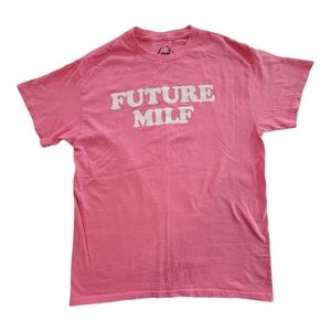 Danny Duncan Medium Future Milf T-Shirt Pink Crew Neck Novelty Hot Mom Unisex